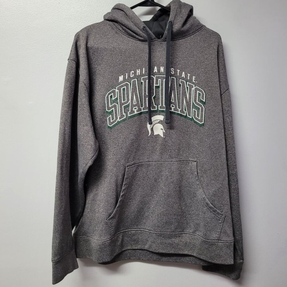 MSU Spartan Michigan State University Hoodie Mens Large 42 44 Green Gray Big Ten